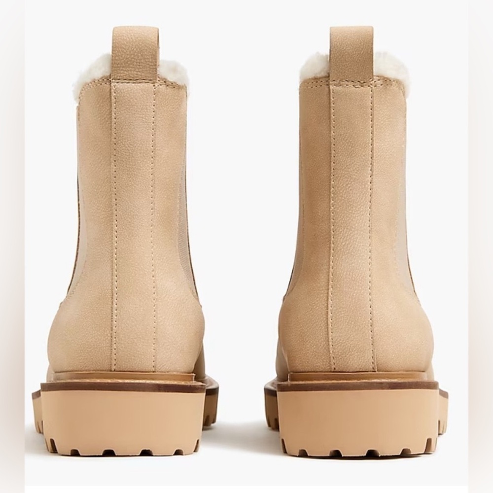 NWT J.Crew Sherpa-Lined Lug Sole Chelsea Boots | Natural Tan | 10.5 | SOLD OUT - Picture 4 of 7
